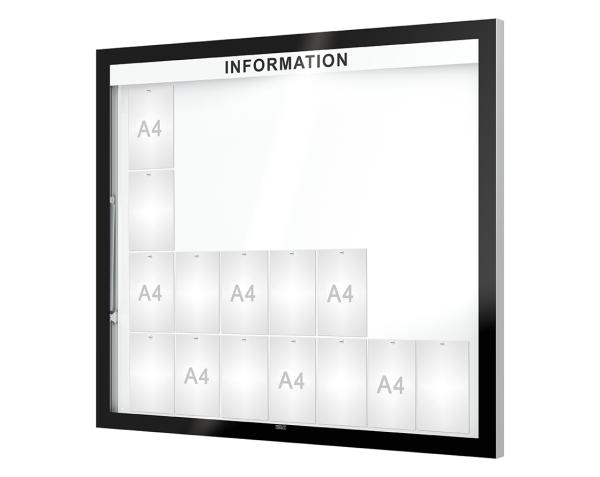 Schaukasten Edge Bautiefen 80 mm Titelleisten:Mit Titelleiste|Abmessungen:28 A4 - B 1600 x H 1420 mm