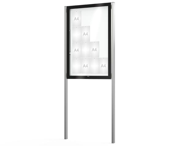 Schaukasten Edge Bautiefen 80 mm mit Pfosten Titelleisten:Ohne Titelleiste|Abmessungen:16 A4 - B 970 x H 1420 mm