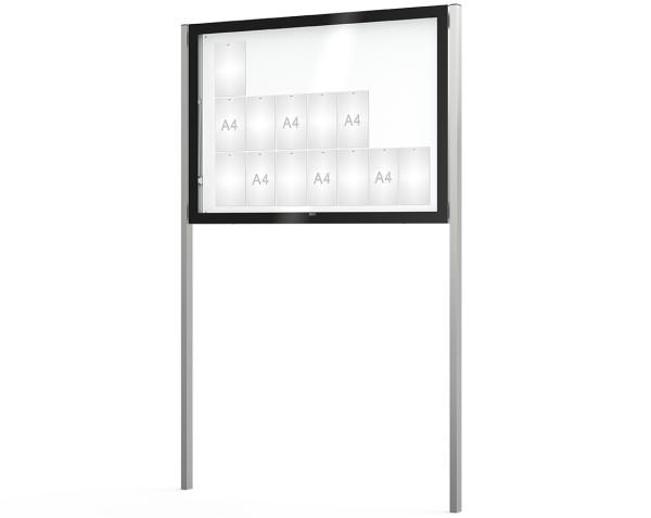 Schaukasten Edge Bautiefen 80 mm mit Pfosten Titelleisten:Ohne Titelleiste|Abmessungen:21 A4 - B 1600 x H 1120 mm