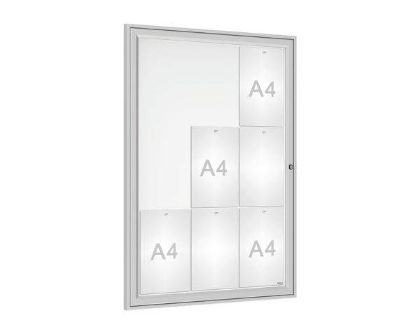 Schaukasten Tradition Farbe:Silber eloxiert|Abmessungen:9 A4 - B 750 x H 1050 mm