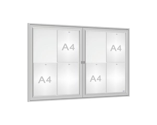 Schaukasten Tradition Farbe:Silber eloxiert|Abmessungen:8 A4 - B 1200 x H 750 mm