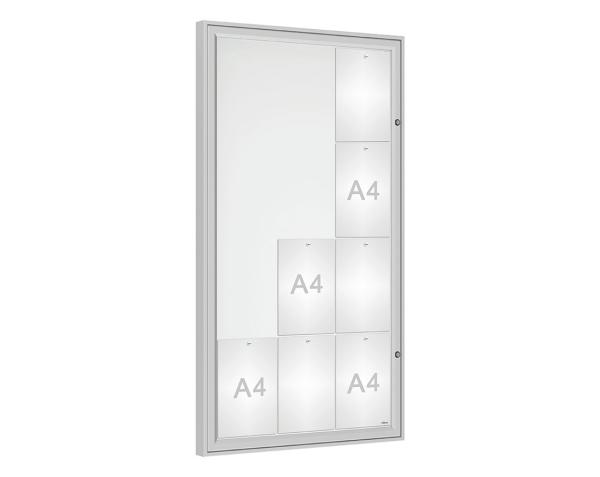 Schaukasten Klassik Farbe:Silber eloxiert|Verglasung:Securitglas|Abmessungen:12 A4 – B 750 x H 1350 mm