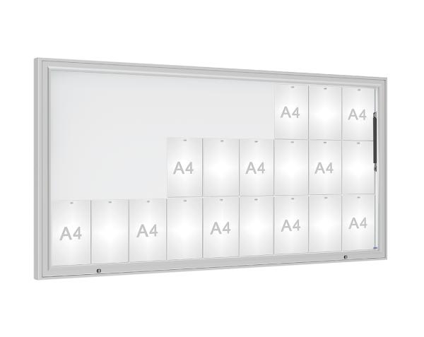 Schaukasten 1000 Farbe:Silber eloxiert|Verglasung:Plexichocs|Abmessungen:27 A4 - B 2010 x H 1000 mm