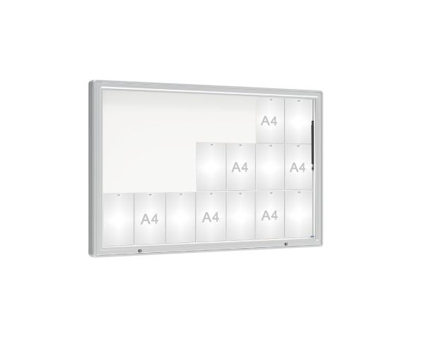 Schaukasten 2000 Farbe:Silber eloxiert|Verglasung:Plexichocs|Abmessungen:21 A4 - B 1600 x H 1000 mm