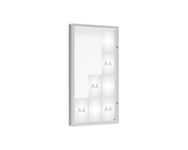 Schaukasten 2000 Farbe:Silber eloxiert|Verglasung:Securitglas|Abmessungen:12 A4 - B 750 x H 1350 mm