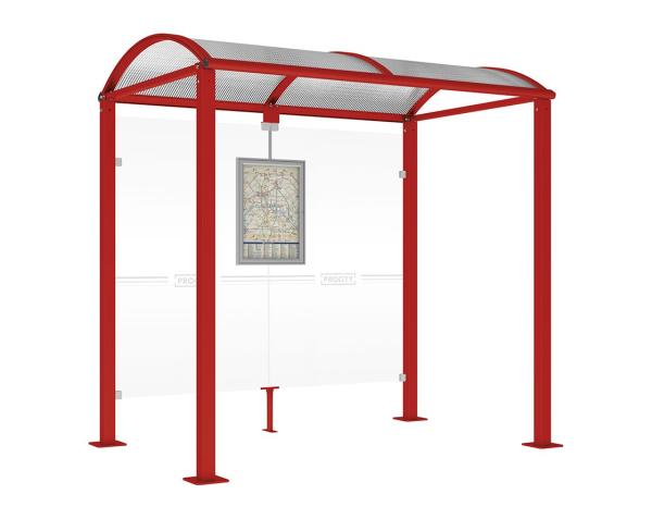 Wartehalle Malta Farbe:RAL 3004|Länge:2 500 mm|Struktur:Ohne Seitenverkleidung