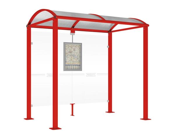 Wartehalle Malta Farbe:RAL 3020|Länge:2 500 mm|Struktur:Ohne Seitenverkleidung