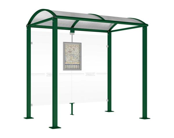 Wartehalle Malta Farbe:RAL 6005|Länge:2 500 mm|Struktur:Ohne Seitenverkleidung