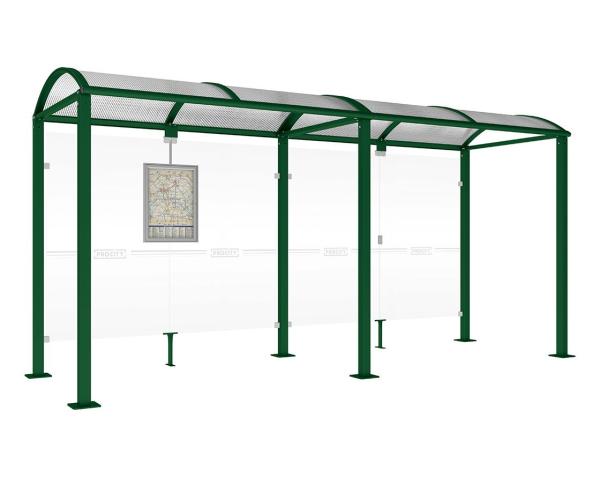 Wartehalle Malta Farbe:RAL 6005|Länge:5 000 mm|Struktur:Ohne Seitenverkleidung
