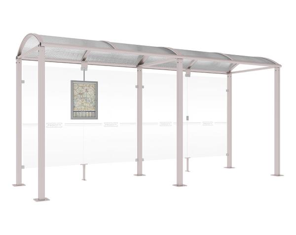 Wartehalle Malta Farbe:RAL 7044|Länge:5 000 mm|Struktur:Ohne Seitenverkleidung