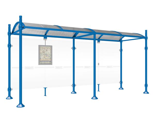 Wartehalle Province City Farbe:RAL 5010|Länge:5000 mm|Struktur:Ohne Seitenverkleidungen