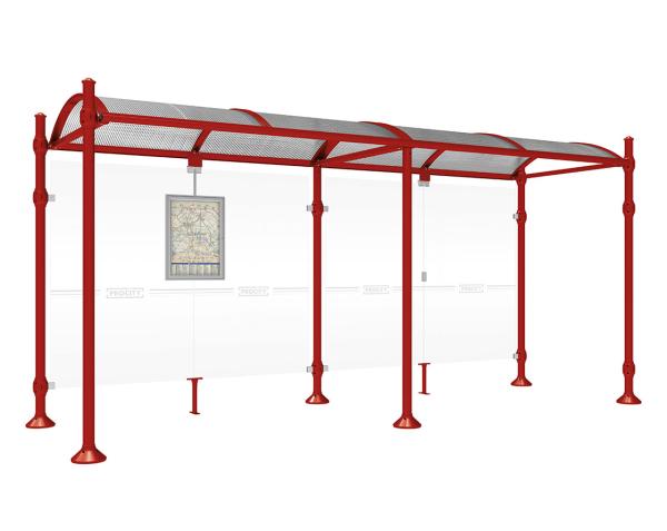Wartehalle Province Agora Farbe:RAL 3004|Länge:5000 mm|Struktur:Ohne Seitenverkleidungen