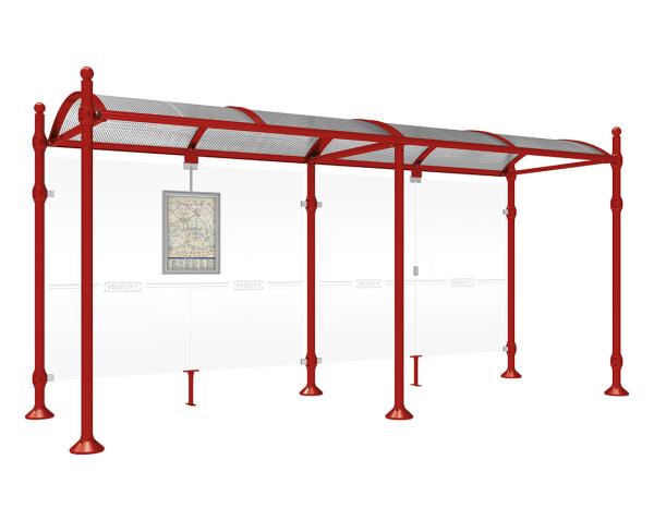 Wartehalle Province Kugel Farbe:RAL 3004|Länge:5000 mm|Struktur:Ohne Seitenverkleidung