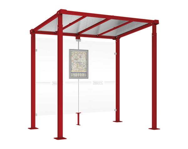 Wartehalle Milano Farbe:RAL 3004|Länge:Länge 2500 mm|Struktur:Ohne Verkleidungen