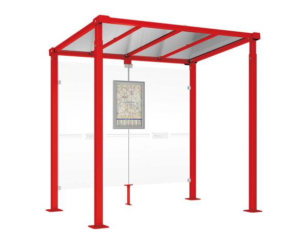 Wartehalle Milano Farbe:RAL 3020|Länge:Länge 2500 mm|Struktur:Ohne Verkleidungen