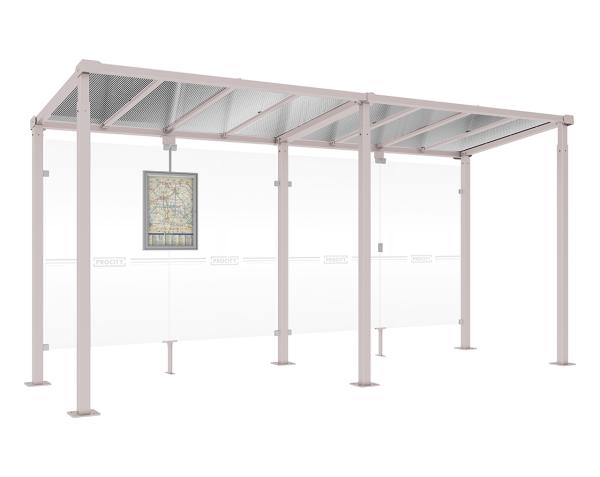 Wartehalle Milano Farbe:RAL 7044|Länge:Länge 5000 mm|Struktur:Ohne Verkleidungen