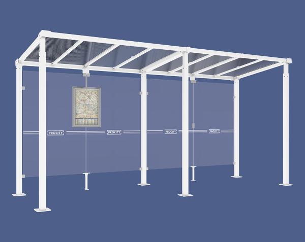 Wartehalle Milano Farbe:RAL 9010|Länge:Länge 5000 mm|Struktur:Ohne Verkleidungen