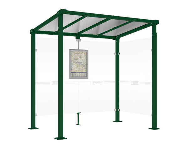 Wartehalle Milano Farbe:RAL 6005|Länge:Länge 2500 mm|Struktur:1 Seitenverkleidung