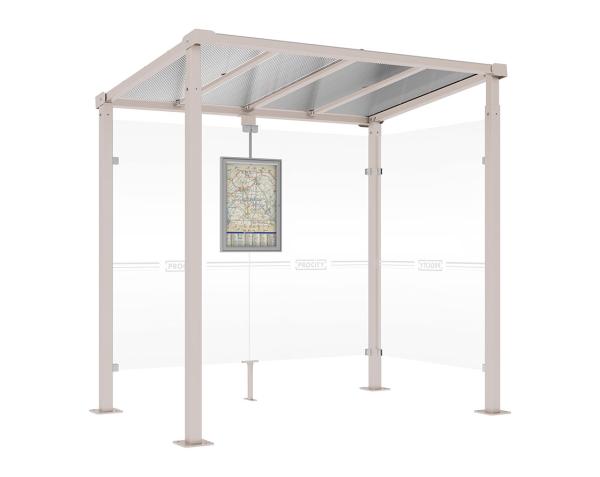 Wartehalle Milano Farbe:RAL 7044|Länge:Länge 2500 mm|Struktur:1 Seitenverkleidung