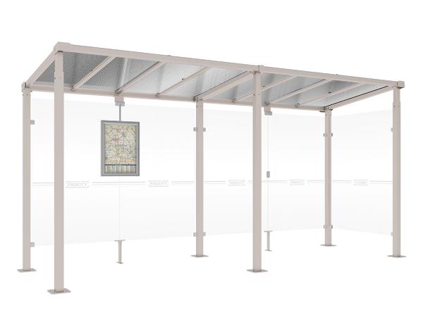 Wartehalle Milano Farbe:RAL 7044|Länge:Länge 5000 mm|Struktur:1 Seitenverkleidung