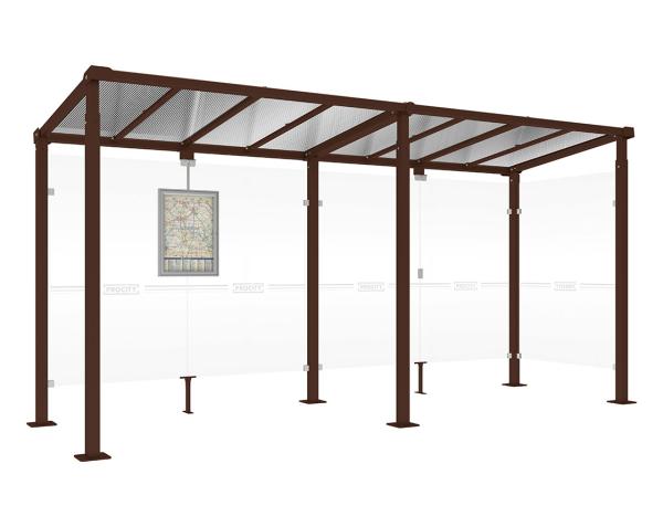 Wartehalle Milano Farbe:RAL 8017|Länge:Länge 5000 mm|Struktur:1 Seitenverkleidung