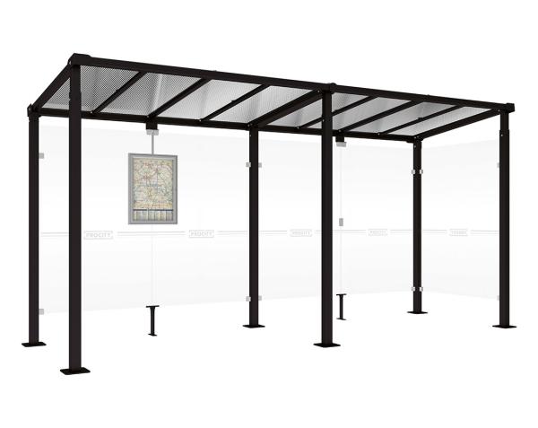 Wartehalle Milano Farbe:RAL 9005|Länge:Länge 5000 mm|Struktur:1 Seitenverkleidung