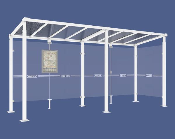 Wartehalle Milano Farbe:RAL 9010|Länge:Länge 5000 mm|Struktur:1 Seitenverkleidung