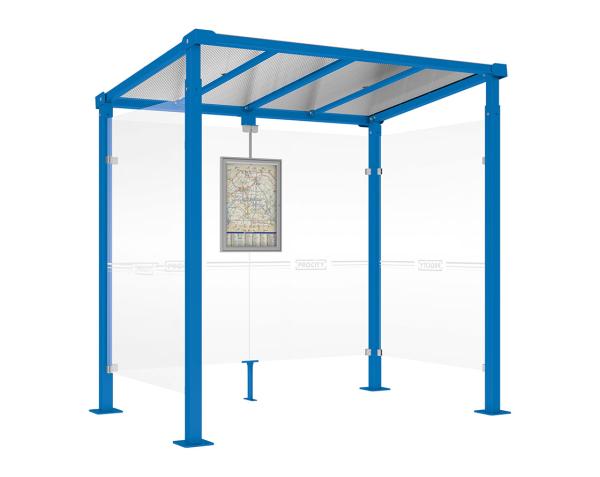 Wartehalle Milano Farbe:RAL 5010|Länge:Länge 2500 mm|Struktur:2 Seitenverkleidungen