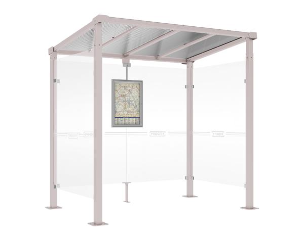 Wartehalle Milano Farbe:RAL 7044|Länge:Länge 2500 mm|Struktur:2 Seitenverkleidungen