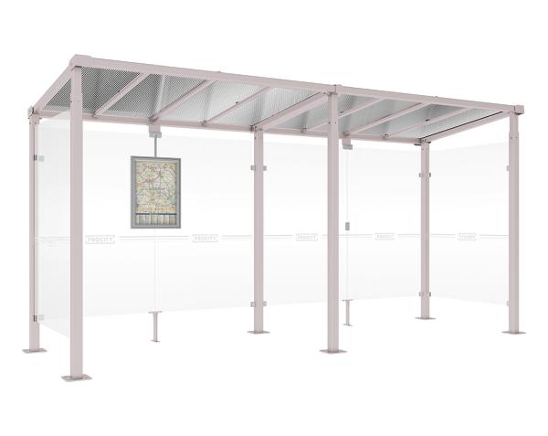 Wartehalle Milano Farbe:RAL 7044|Länge:Länge 5000 mm|Struktur:2 Seitenverkleidungen