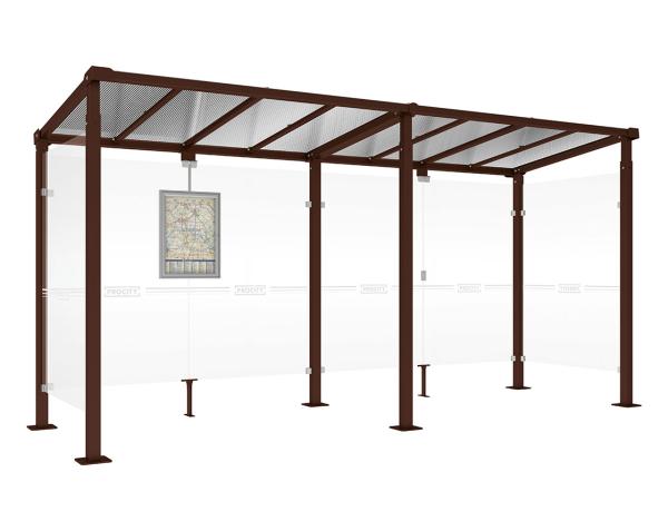 Wartehalle Milano Farbe:RAL 8017|Länge:Länge 5000 mm|Struktur:2 Seitenverkleidungen