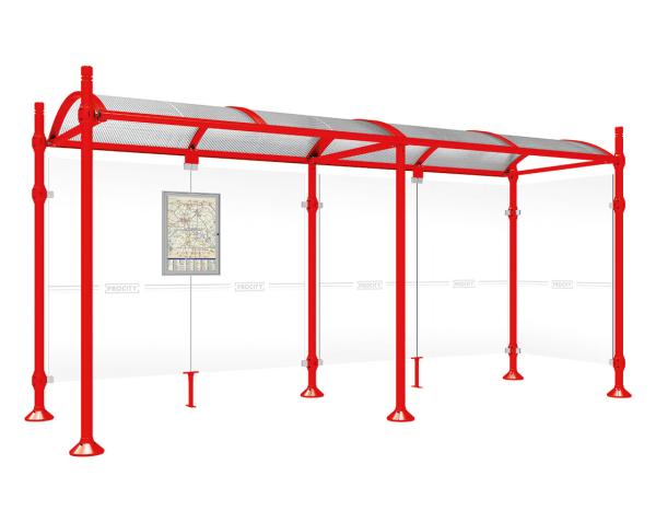 Wartehalle Province City Farbe:RAL 3020|Länge:5000 mm|Struktur:Mit einer Seitenverkleidung