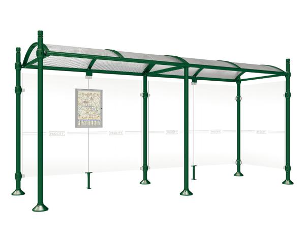 Wartehalle Province City Farbe:RAL 6005|Länge:5000 mm|Struktur:Mit einer Seitenverkleidung