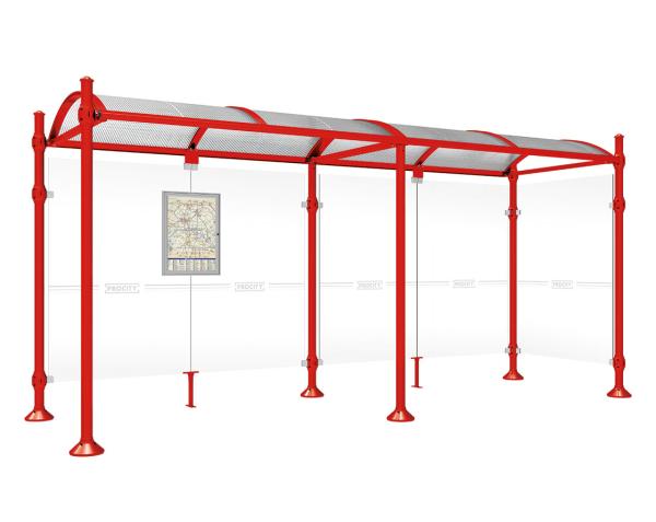 Wartehalle Province Agora Farbe:RAL 3020|Länge:5000 mm|Struktur:Mit einer Seitenverkleidung