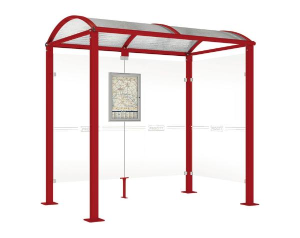 Wartehalle Malta Farbe:RAL 3004|Länge:2 500 mm|Struktur:Seitenverkleidung rechts
