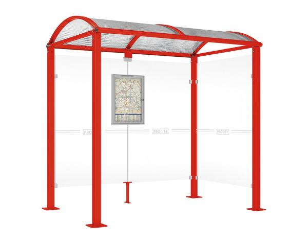 Wartehalle Malta Farbe:RAL 3020|Länge:2 500 mm|Struktur:Seitenverkleidung rechts