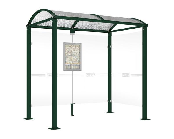 Wartehalle Malta Farbe:RAL 6005|Länge:2 500 mm|Struktur:Seitenverkleidung rechts