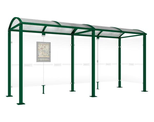 Wartehalle Malta Farbe:RAL 6005|Länge:5 000 mm|Struktur:Seitenverkleidung rechts