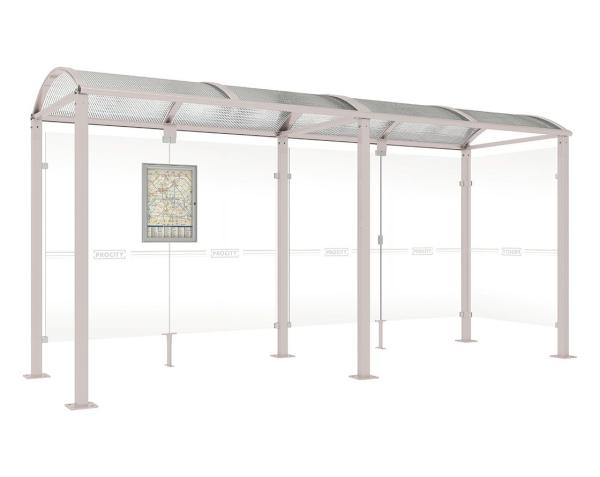 Wartehalle Malta Farbe:RAL 7044|Länge:5 000 mm|Struktur:Seitenverkleidung rechts