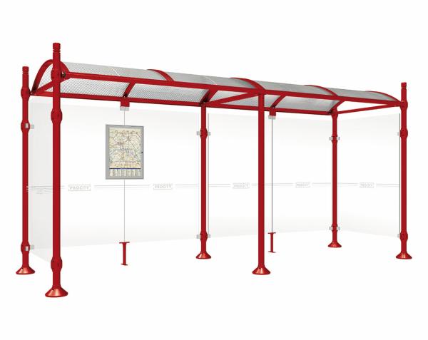 Wartehalle Province City Farbe:RAL 3004|Länge:5000 mm|Struktur:Mit 2 Seitenverkleidungen