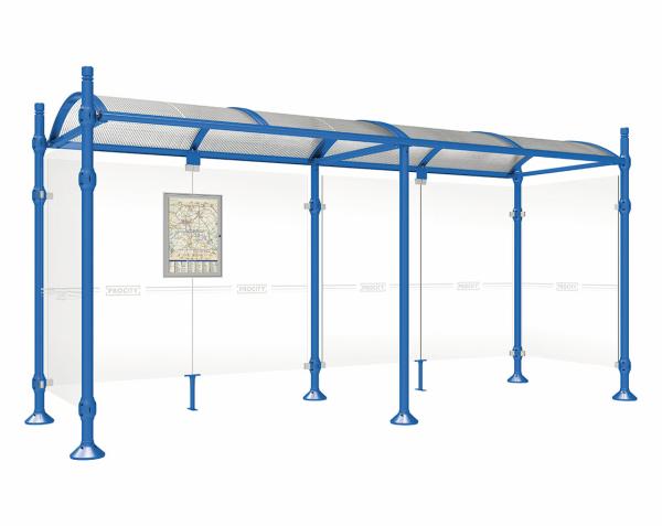Wartehalle Province City Farbe:RAL 5010|Länge:5000 mm|Struktur:Mit 2 Seitenverkleidungen