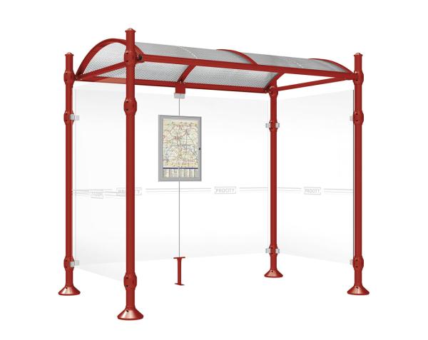 Wartehalle Province Agora Farbe:RAL 3004|Länge:2500 mm|Struktur:Mit 2 Seitenverkleidungen