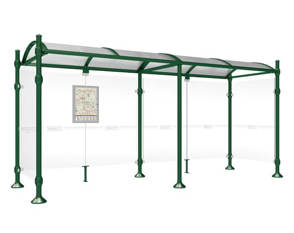 Wartehalle Province Agora Farbe:RAL 6005|Länge:5000 mm|Struktur:Mit 2 Seitenverkleidungen