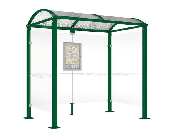 Wartehalle Malta Farbe:RAL 6005|Länge:2 500 mm|Struktur:Seitenverkleidung links und rechts