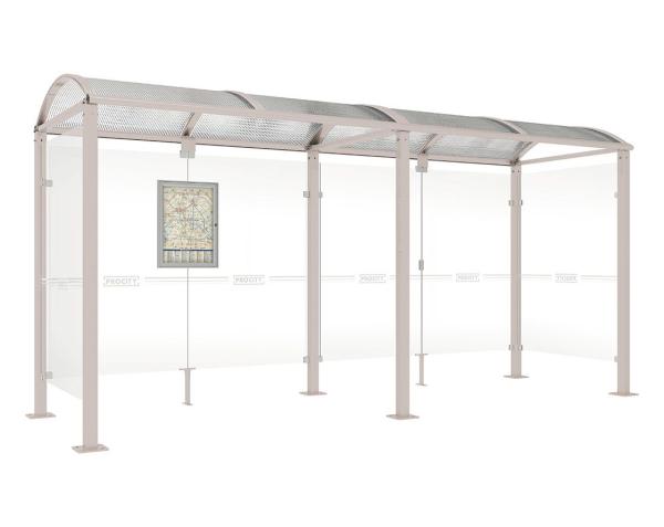 Wartehalle Malta Farbe:RAL 7044|Länge:5 000 mm|Struktur:Seitenverkleidung links und rechts