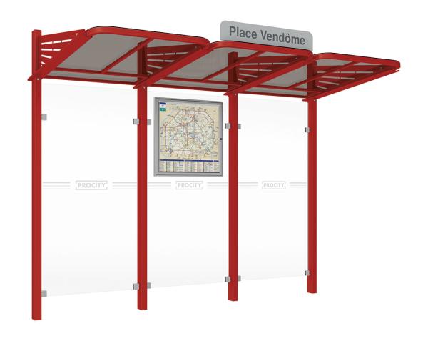 Wartehalle Convi Farbe:RAL 3004|Struktur:Ohne Seitenverkleidung