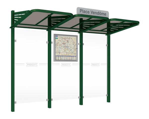 Wartehalle Convi Farbe:RAL 6005|Struktur:Ohne Seitenverkleidung