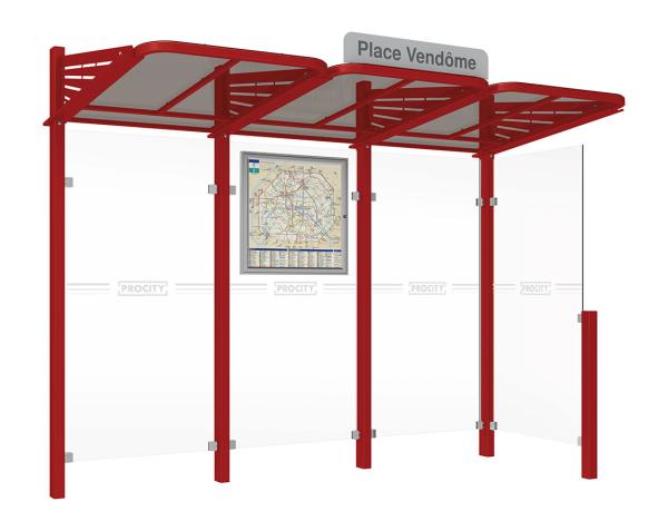 Wartehalle Convi Farbe:RAL 3004|Struktur:Seitenverkleidung rechts