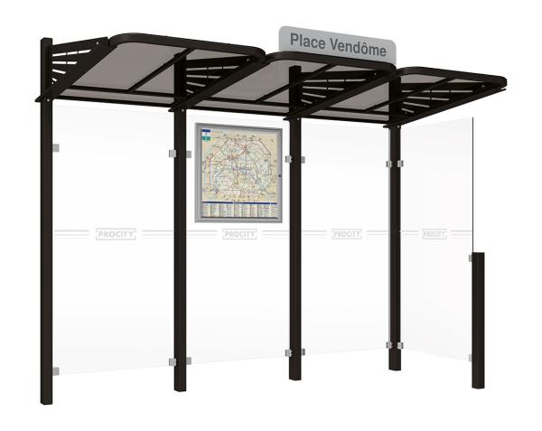 Wartehalle Convi Farbe:RAL 9005|Struktur:Seitenverkleidung rechts