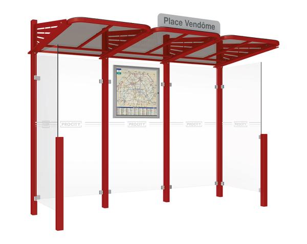 Wartehalle Convi Farbe:RAL 3004|Struktur:Seitenverkleidung links und rechts